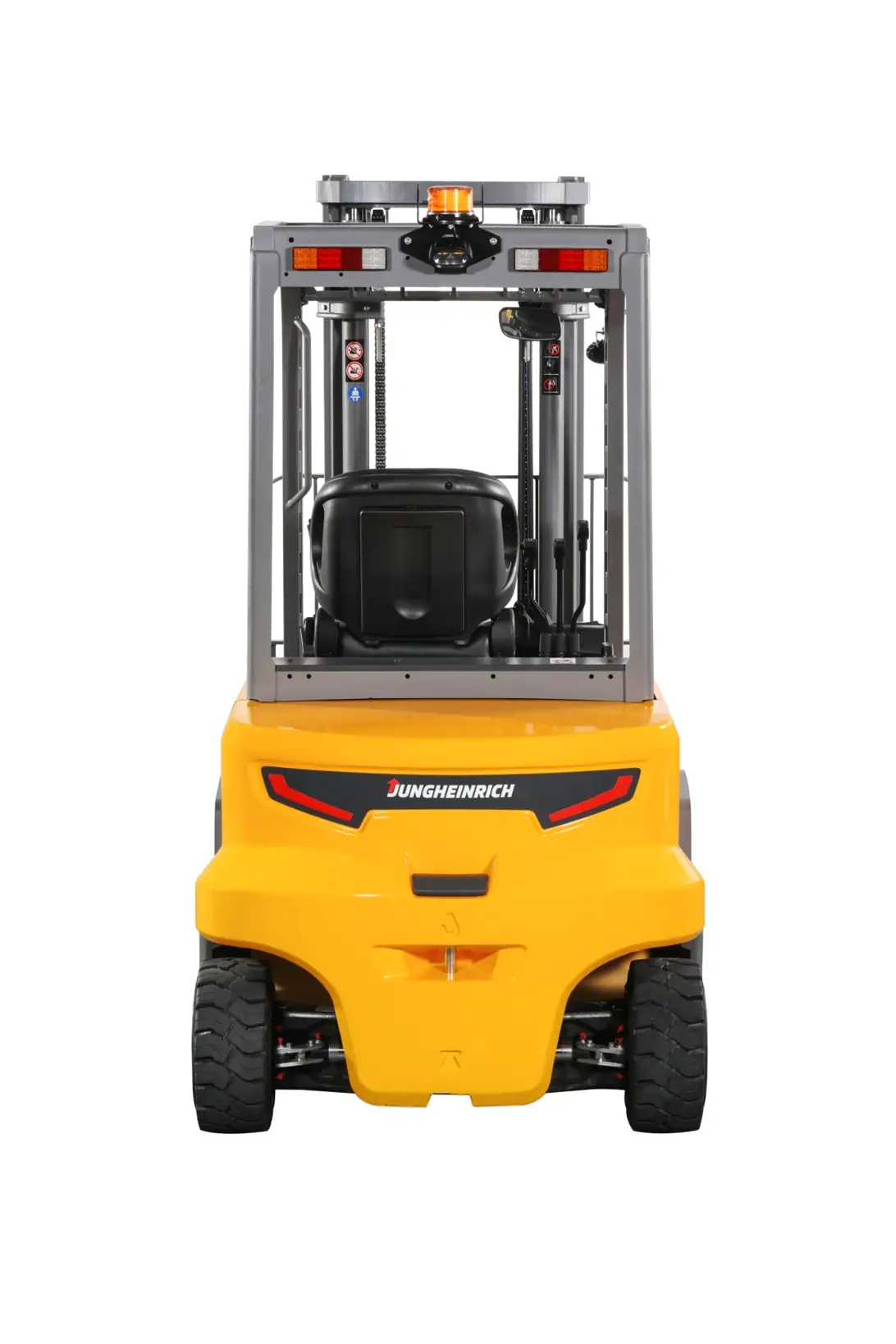 מלגזת משקל נגדי EFG BC 3-30 מבית יונגהיינריך בתצוגת חזית אחורית על רקע לבן